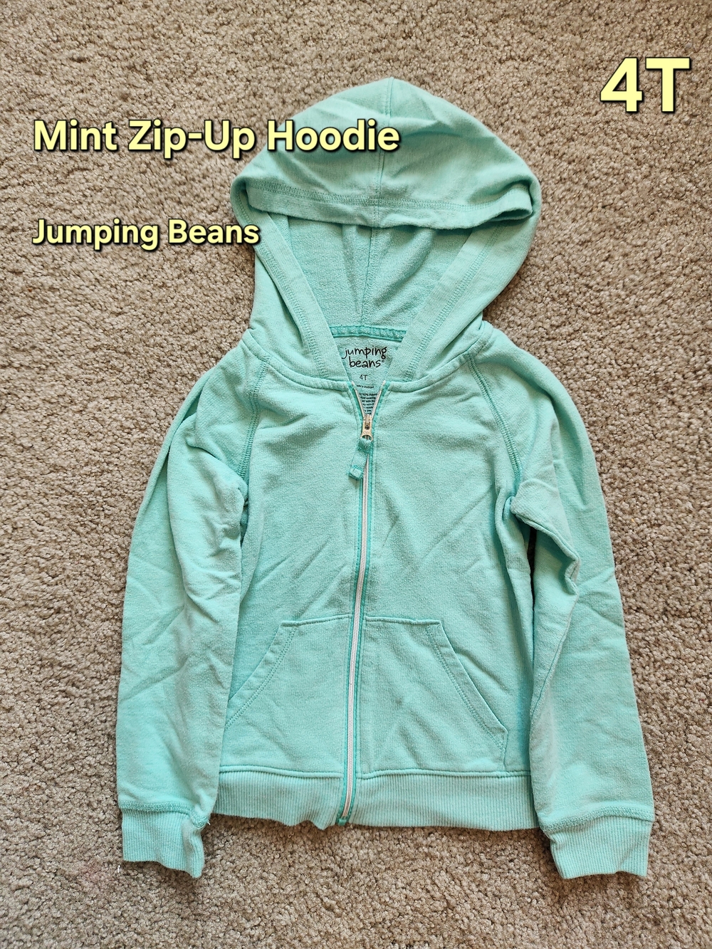 jumping beans Mint Green Zip-Up Hoodie for Kids